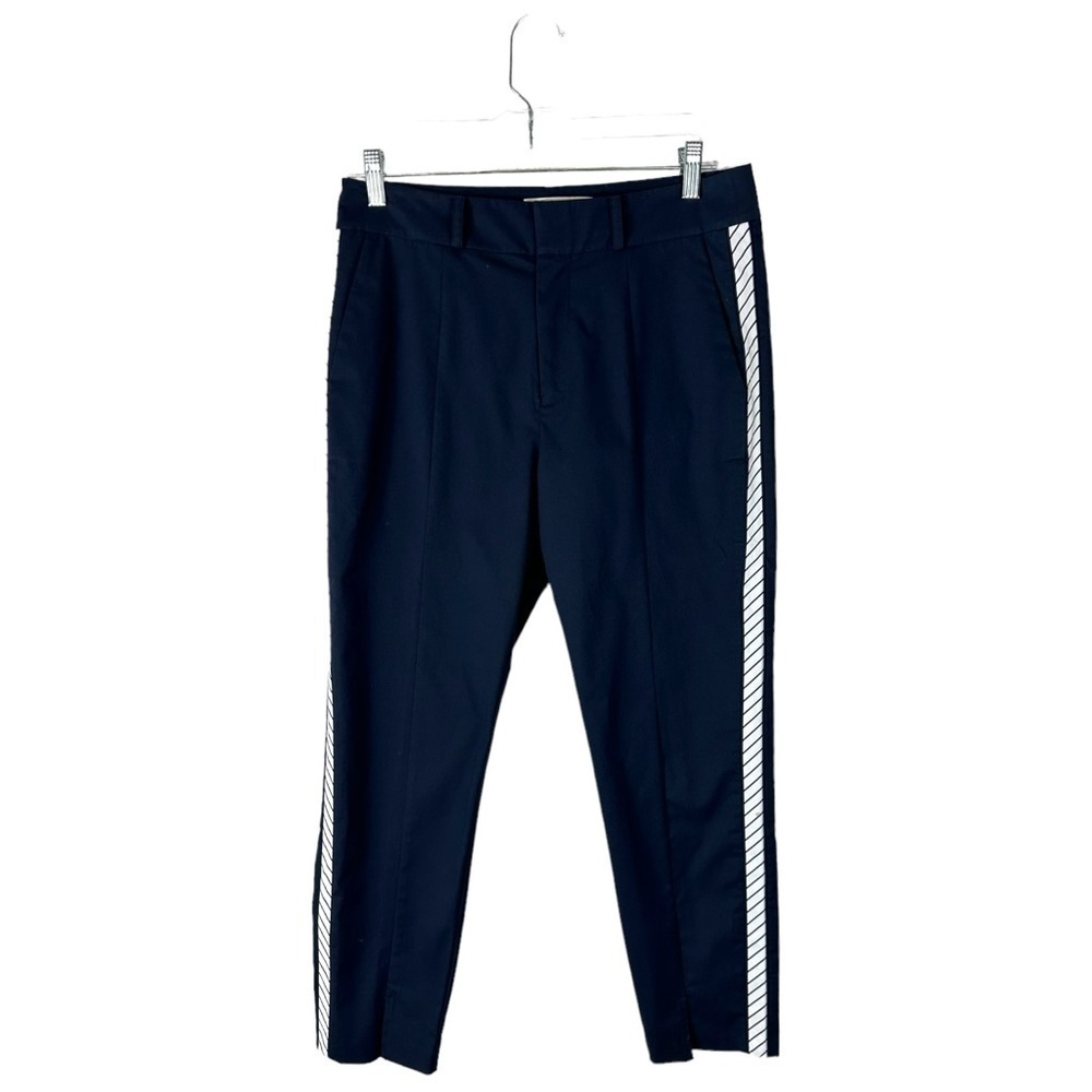 Joie Womens Brookley Stripe Trim Ankle Pants In Midnight Size 8